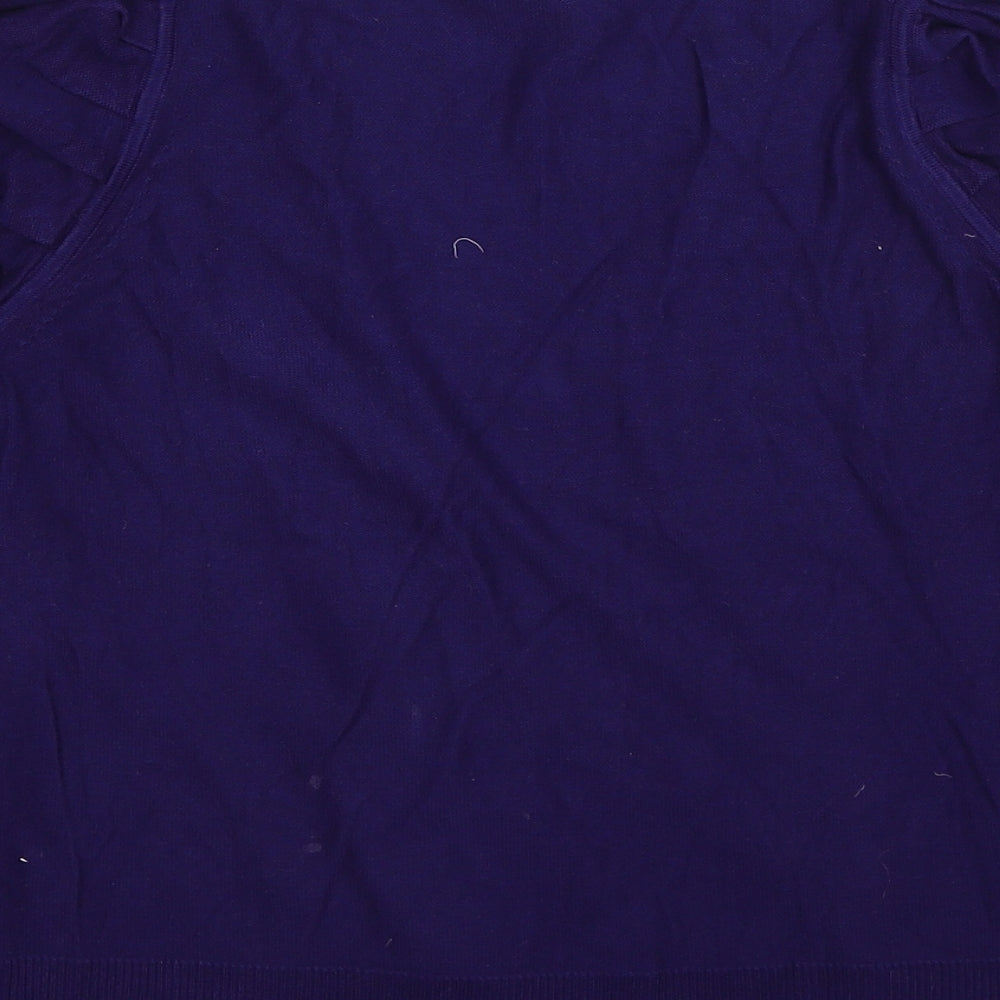 Sonia Womens Purple V-Neck Cotton Cardigan Jumper Size L