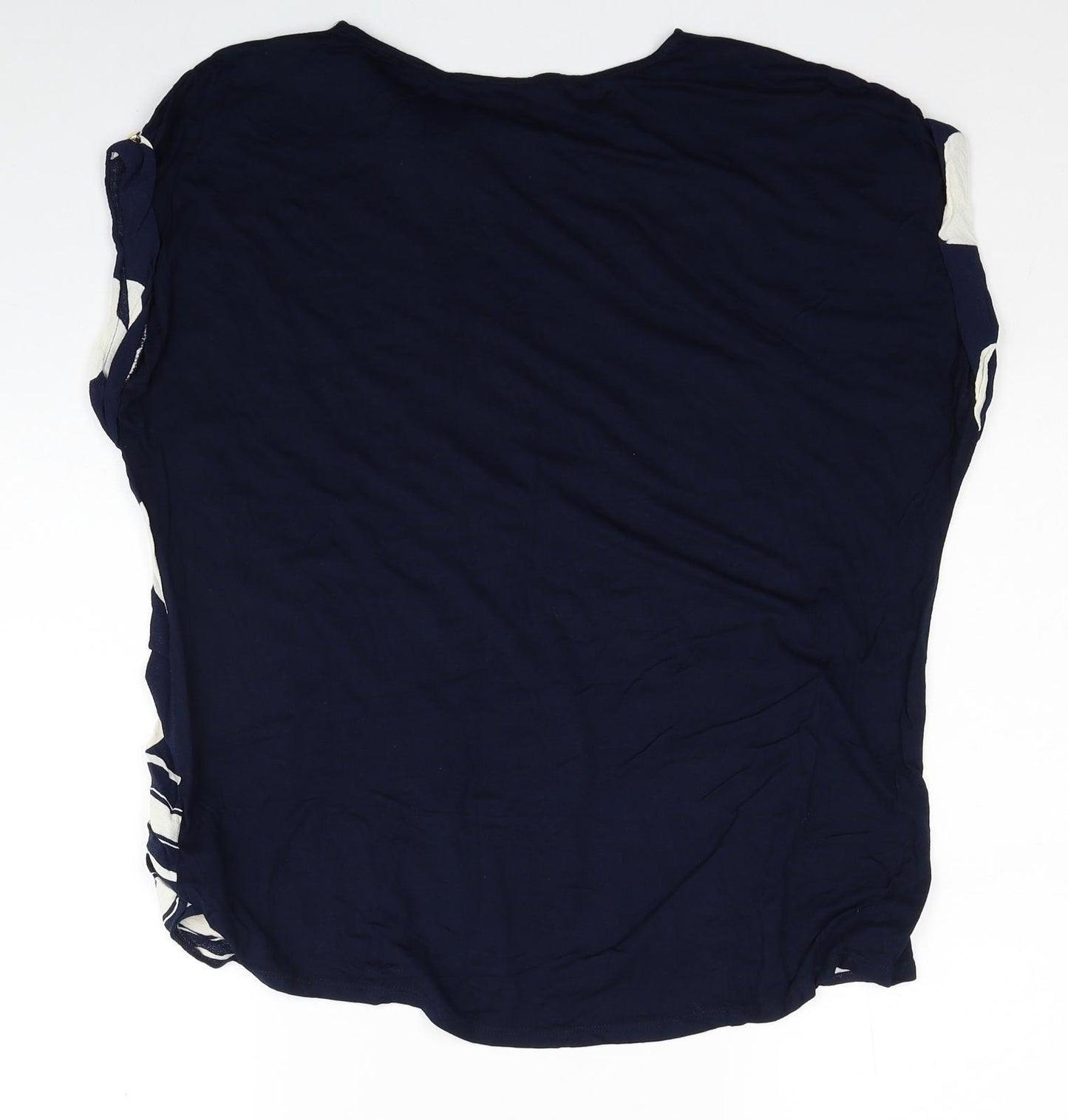 F&F Womens Blue Polka Dot Viscose Basic T-Shirt Size 16 Boat Neck