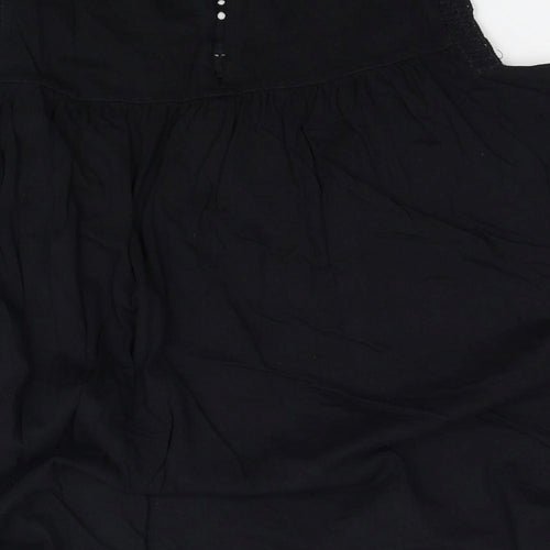 NEXT Womens Black Floral Cotton Basic Tank Size 6 Round Neck