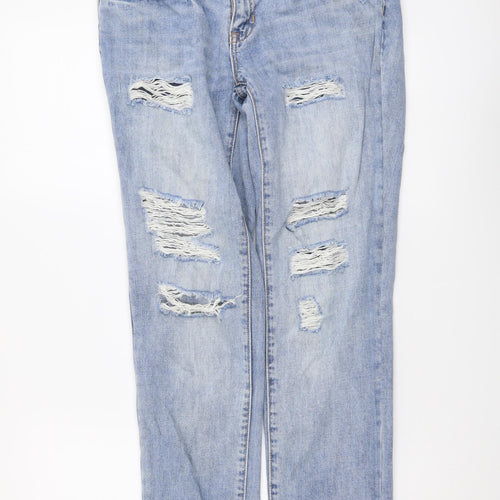 Gap Womens Blue Cotton Boyfriend Jeans Size 4 L28 in Regular Button
