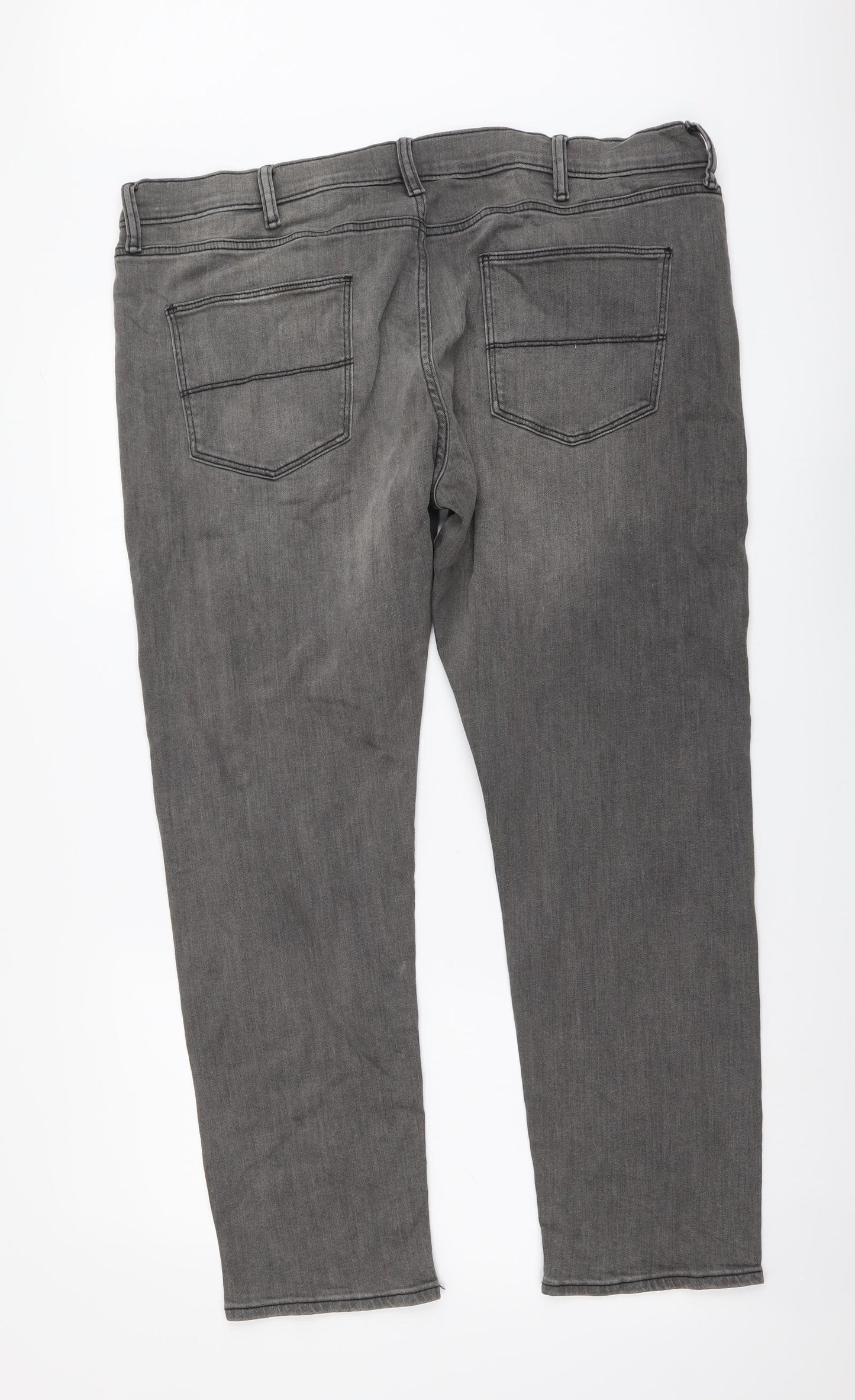 Marks and Spencer Mens Grey Cotton Straight Jeans Size 38 in L29 in Slim Button