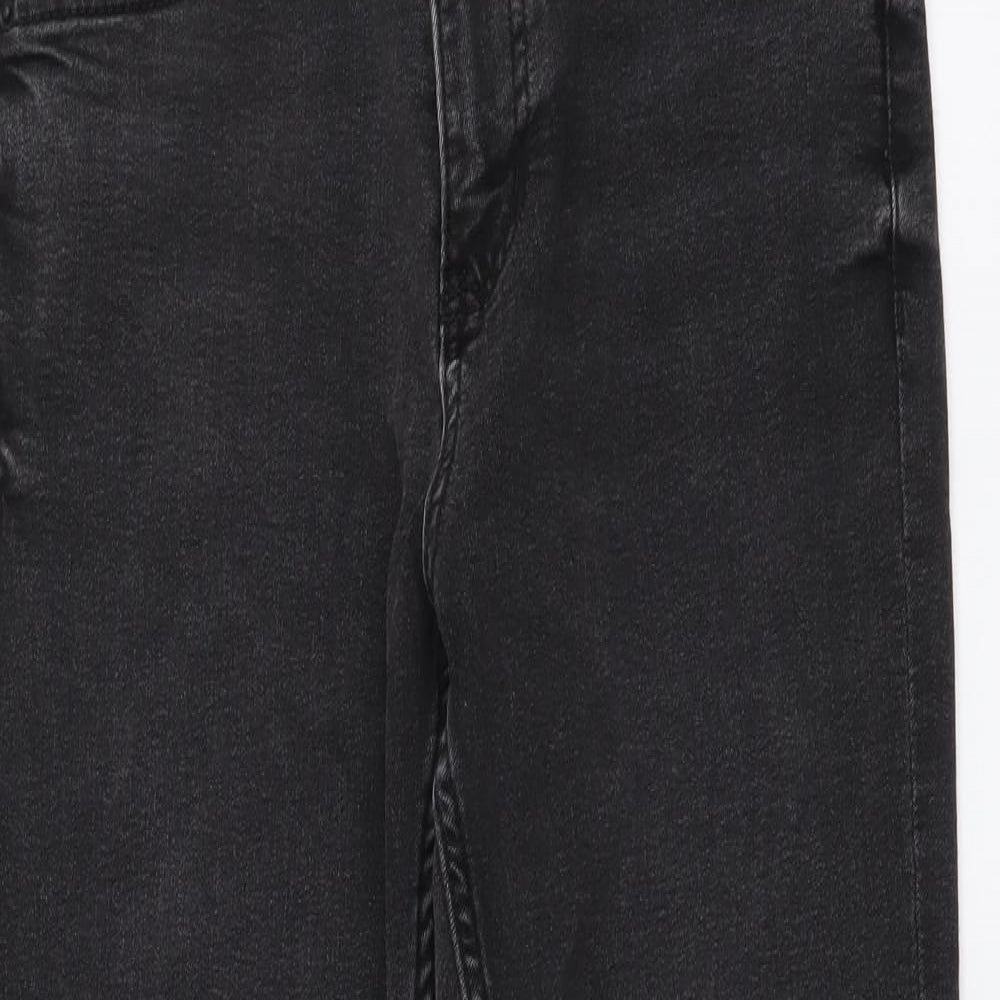 Marks and Spencer Womens Grey Cotton Straight Jeans Size 10 L26 in Slim Button