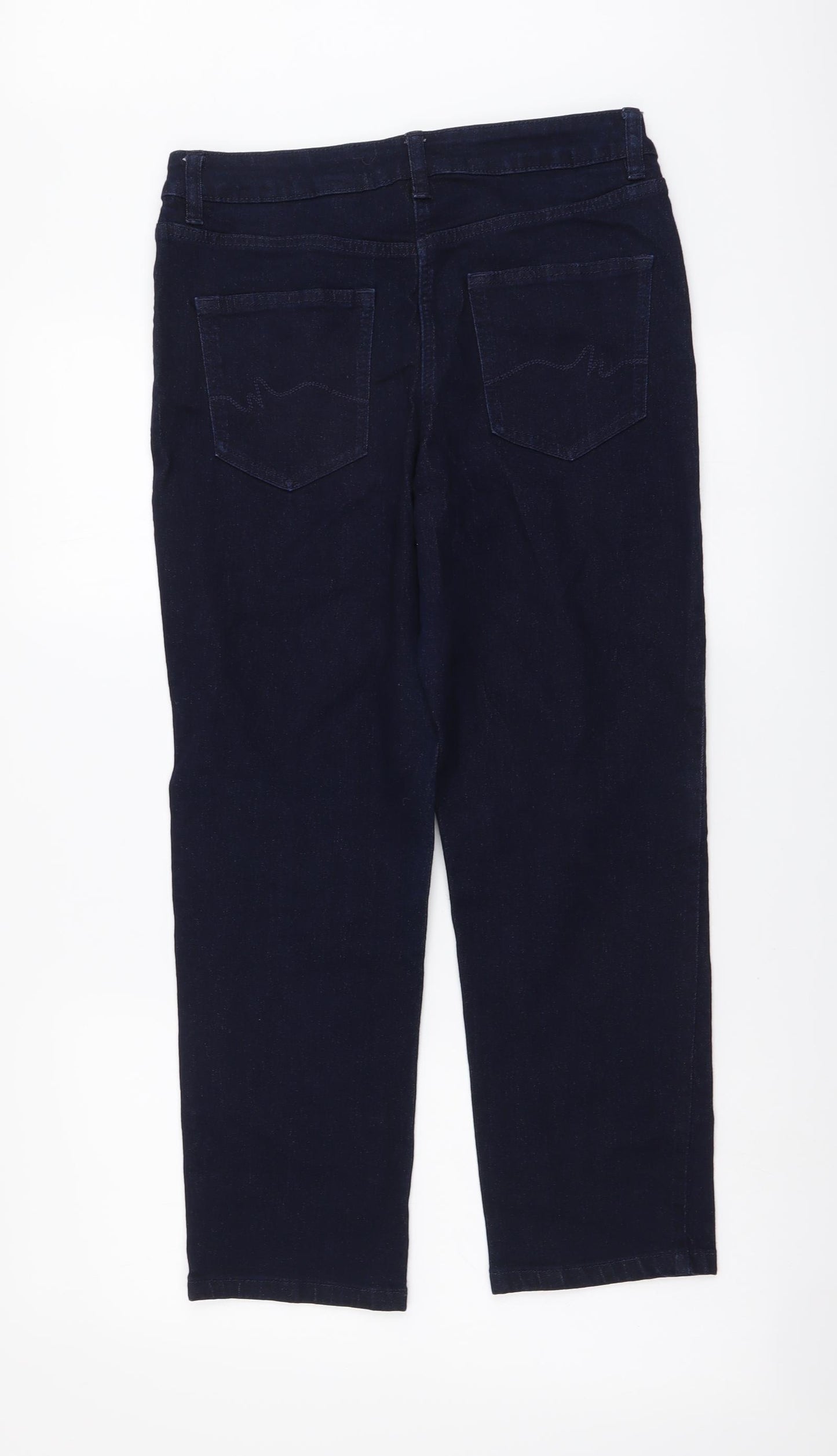 NEXT Womens Blue Cotton Cropped Jeans Size 10 L25 in Regular Button