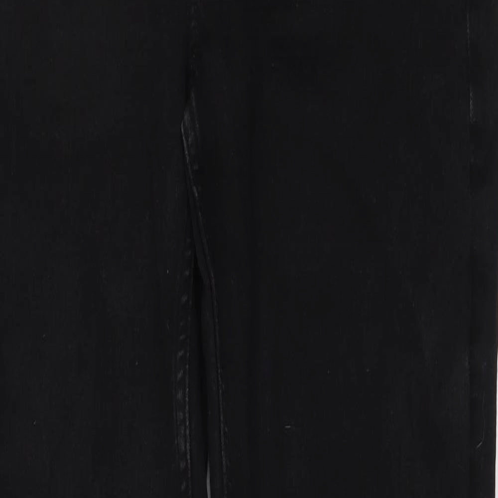 Marks and Spencer Womens Black Cotton Straight Jeans Size 12 L28 in Regular Button
