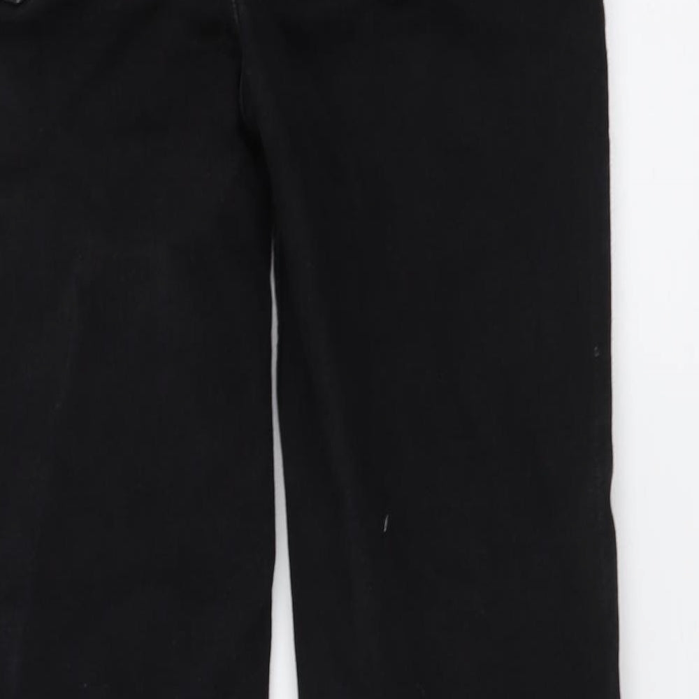 Marks and Spencer Womens Black Cotton Straight Jeans Size 12 L28 in Regular Button