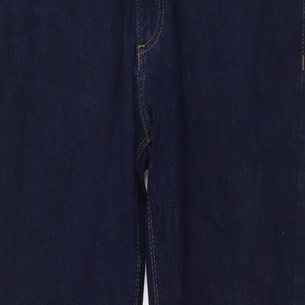 Marks and Spencer Mens Blue Cotton Straight Jeans Size 34 in L29 in Slim Button
