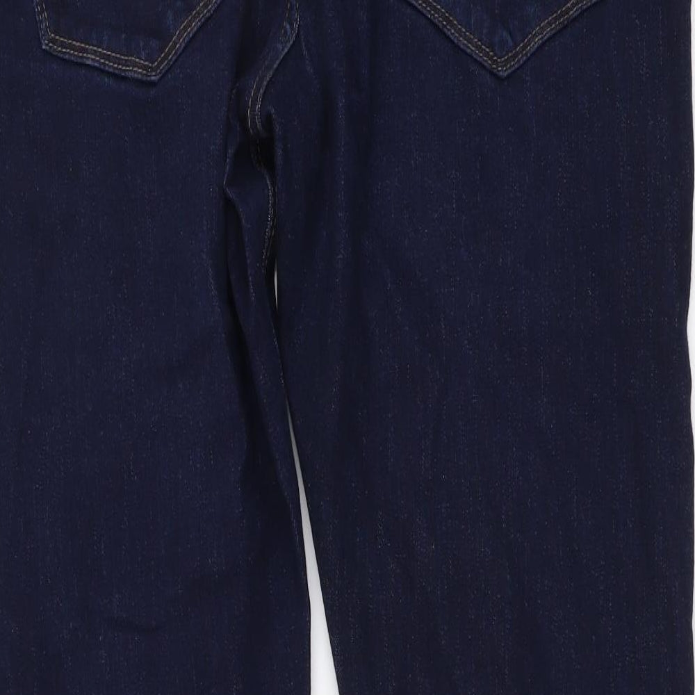 Marks and Spencer Mens Blue Cotton Straight Jeans Size 34 in L29 in Slim Button