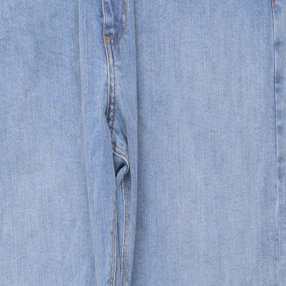 Marks and Spencer Mens Blue Cotton Straight Jeans Size 38 in L29 in Regular Button