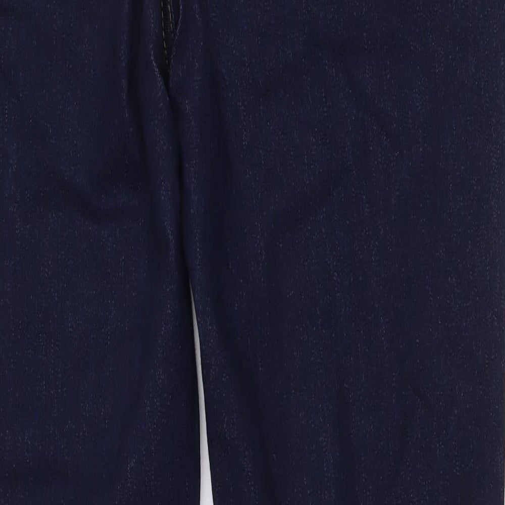 Marks and Spencer Womens Blue Cotton Straight Jeans Size 14 L26 in Slim Button