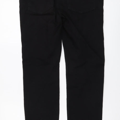 Marks and Spencer Womens Black Cotton Straight Jeans Size 12 L27 in Regular Button