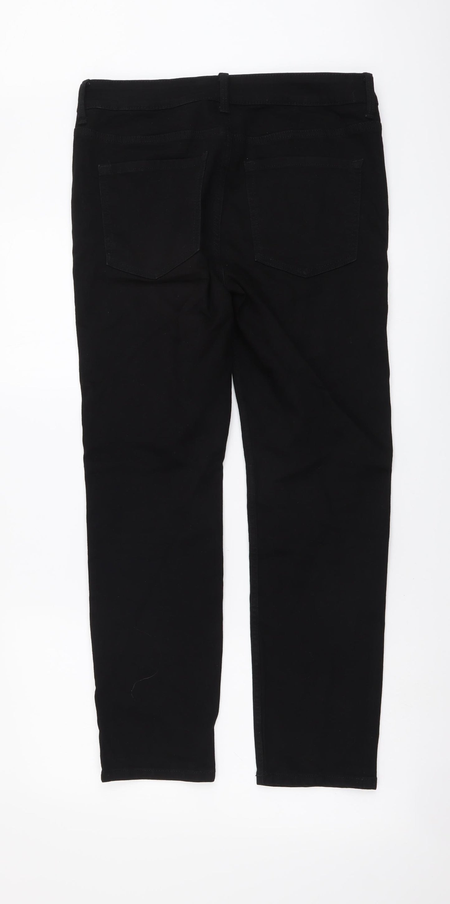 Marks and Spencer Womens Black Cotton Straight Jeans Size 12 L27 in Regular Button