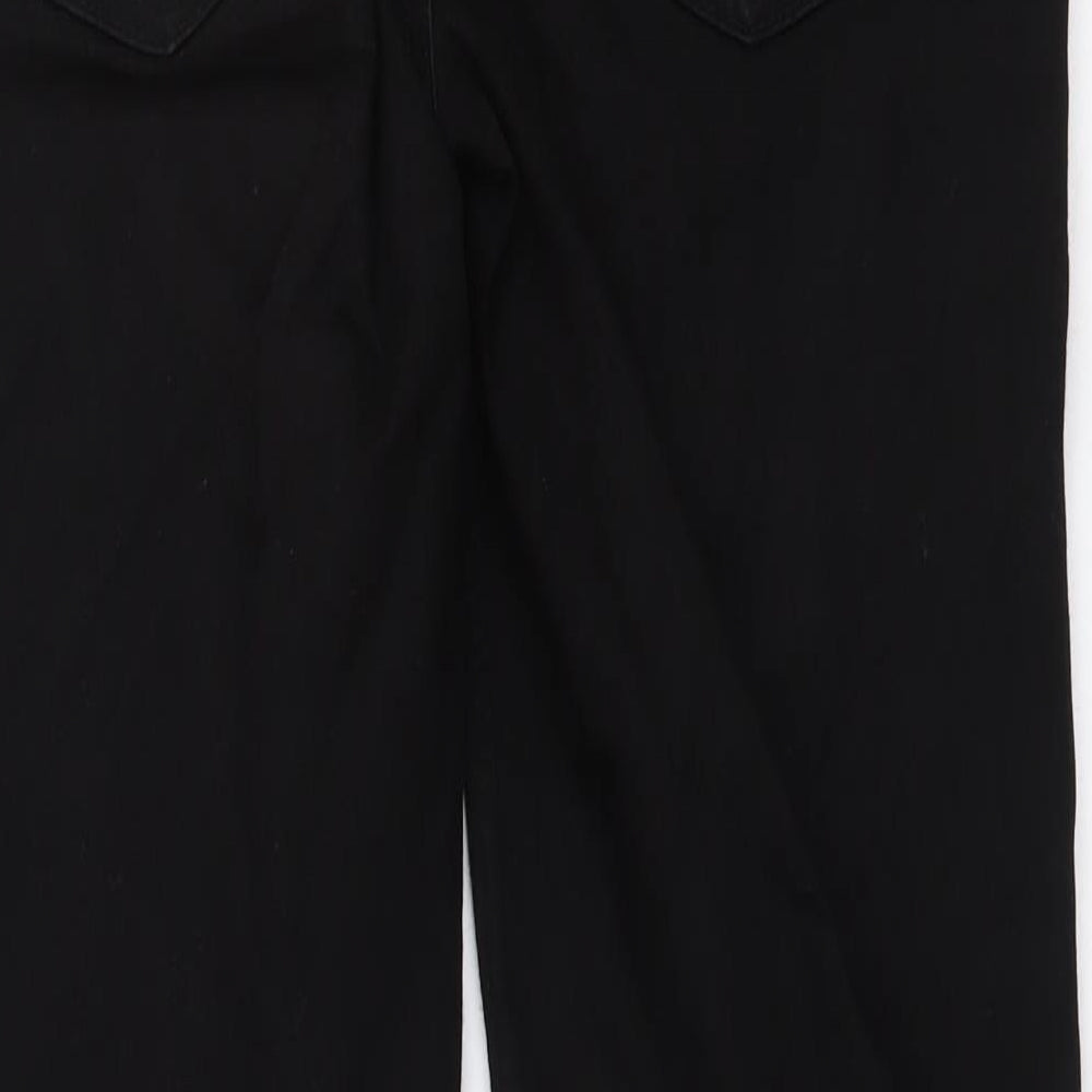 Marks and Spencer Womens Black Cotton Straight Jeans Size 12 L27 in Regular Button