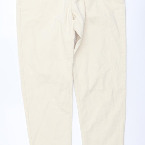 Marks and Spencer Mens Beige Cotton Tapered Jeans Size 32 in L33 in Regular Button