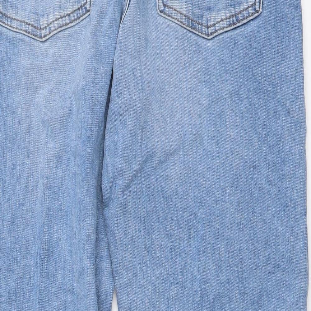 Marks and Spencer Womens Blue Cotton Boyfriend Jeans Size 12 L27 in Regular Button