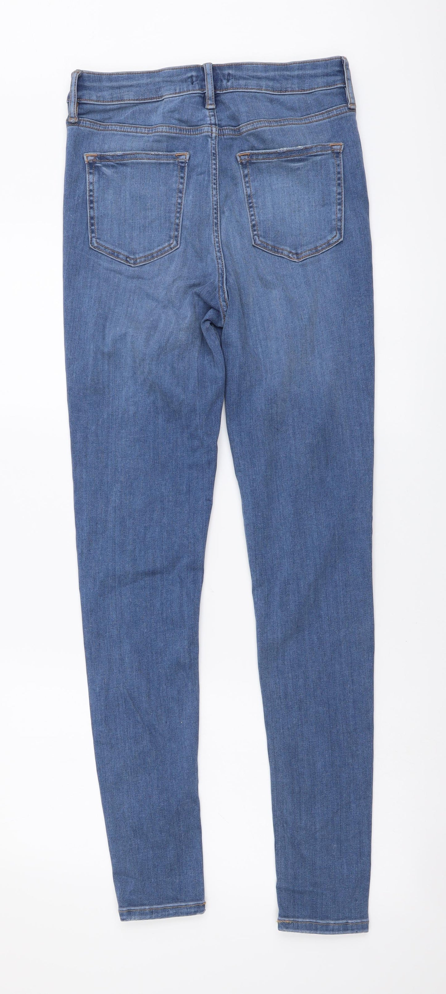 F&F Womens Blue Cotton Skinny Jeans Size 10 L30 in Regular Button