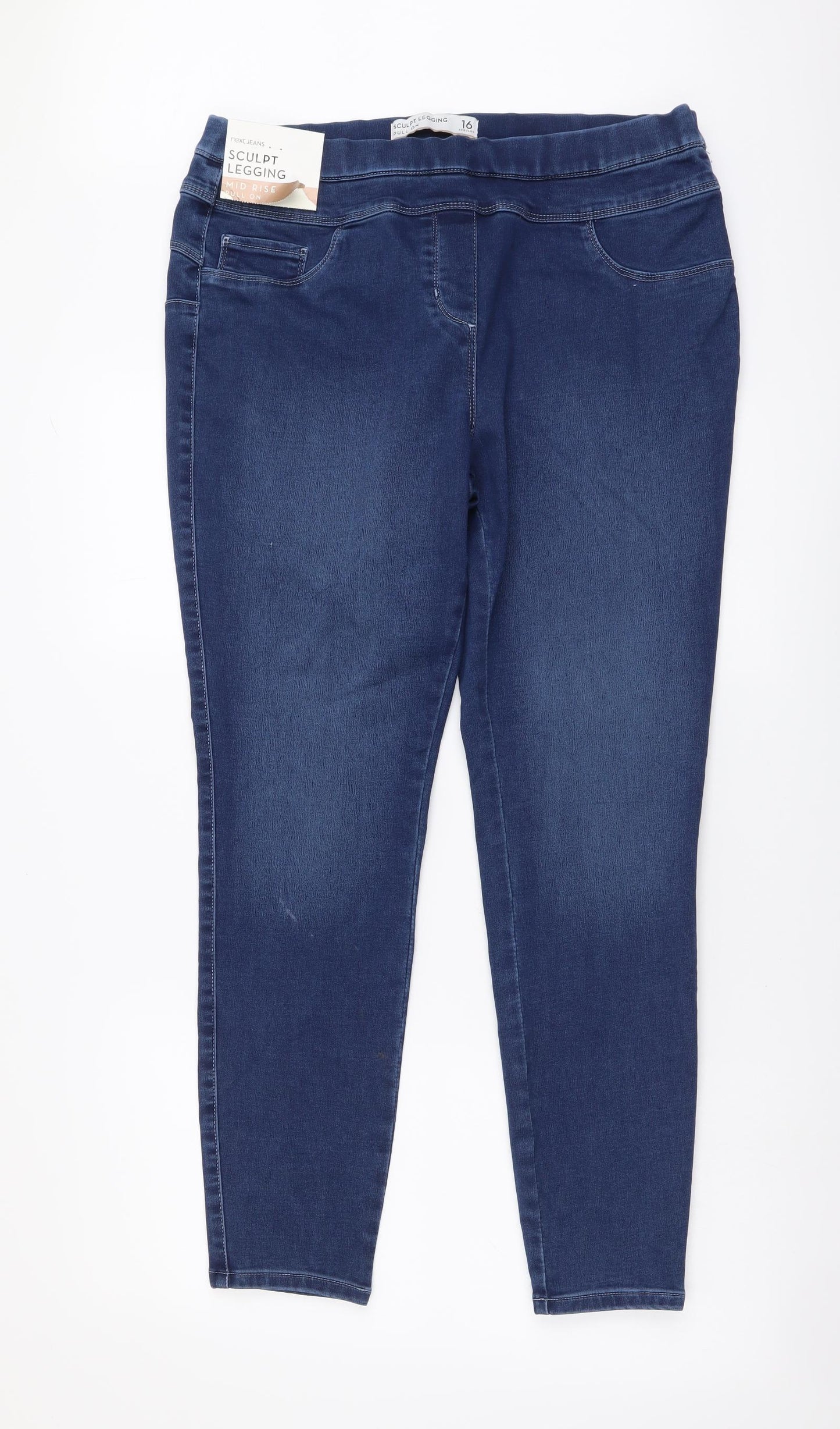 NEXT Womens Blue Cotton Jegging Leggings Size 16 L28 in