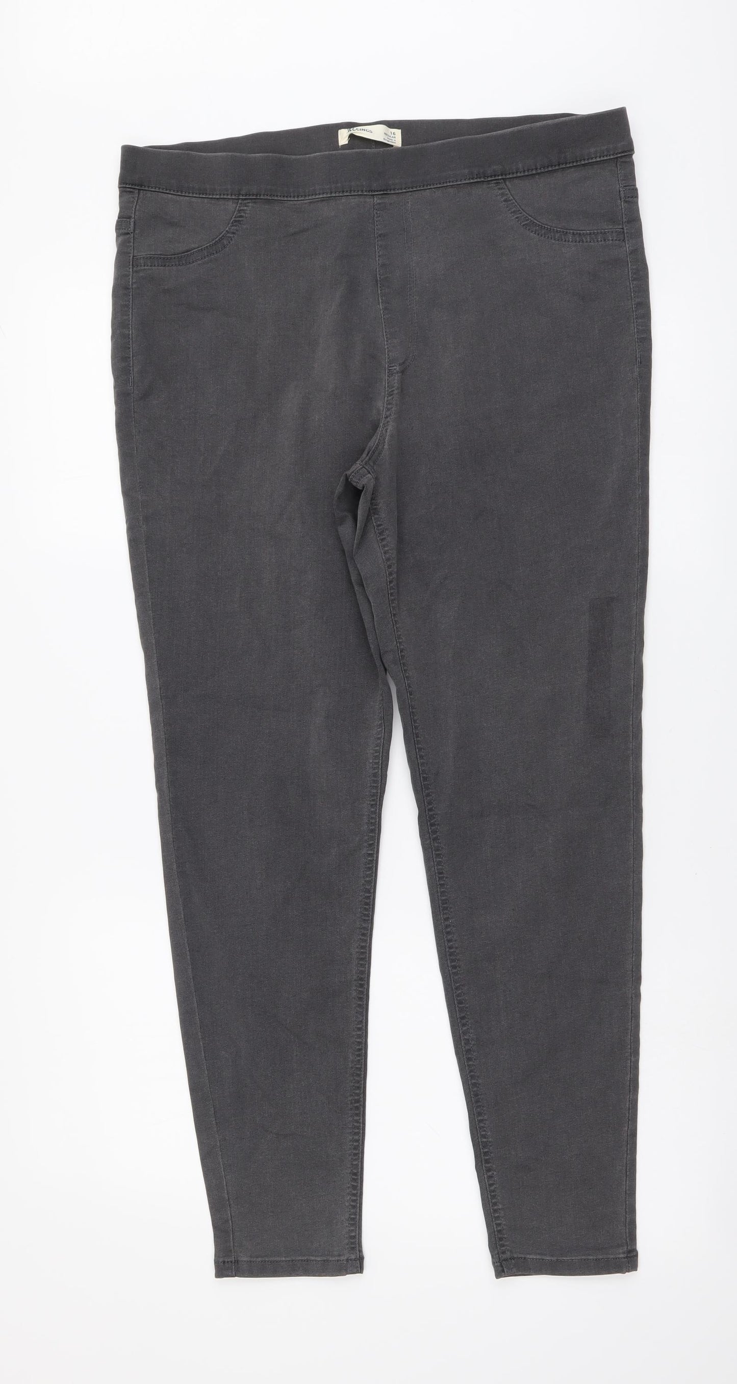 Marks and Spencer Womens Grey Cotton Jegging Leggings Size 16 L28 in