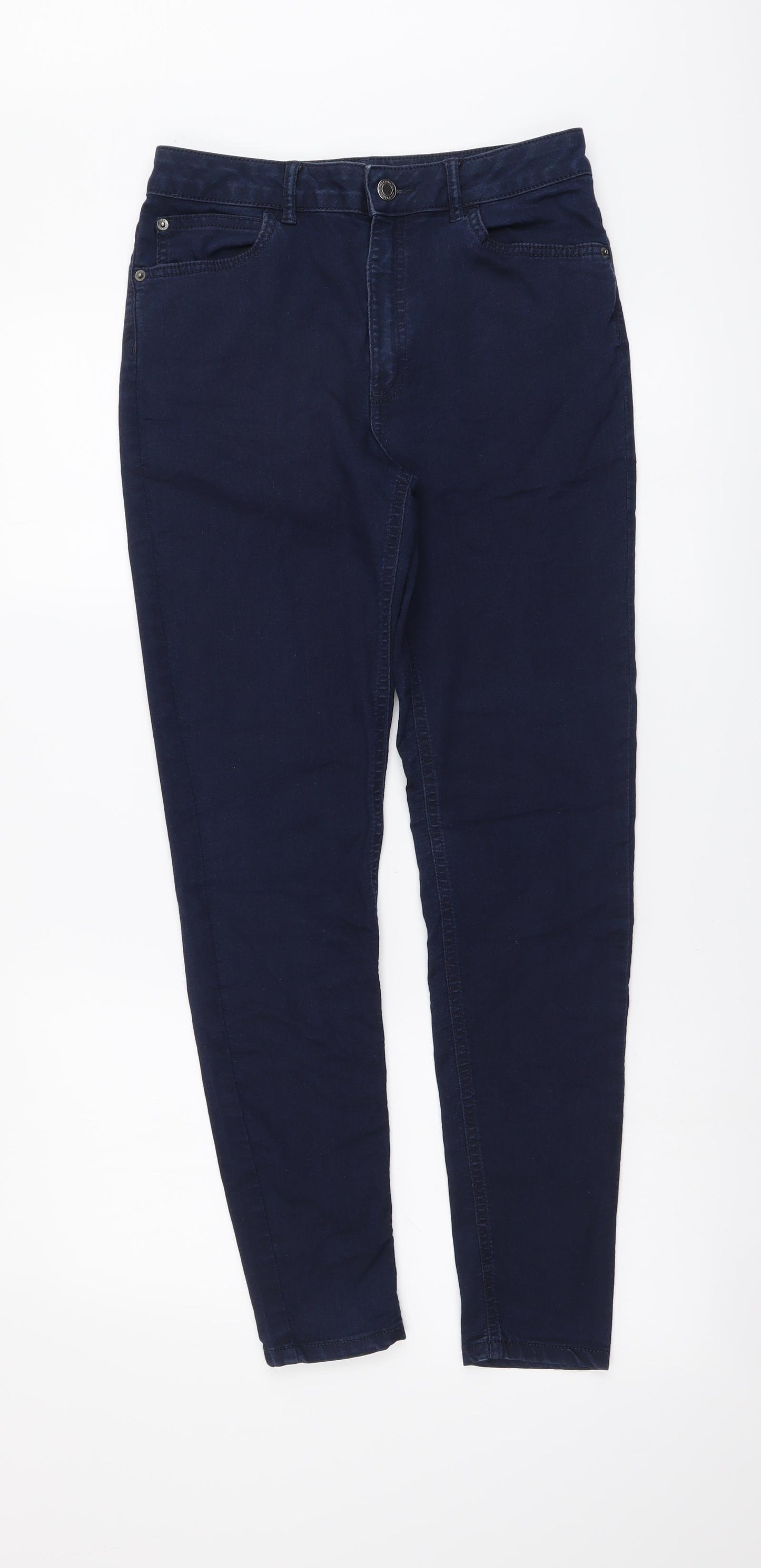 Marks and Spencer Womens Blue Cotton Skinny Jeans Size 8 L28 in Regular Button