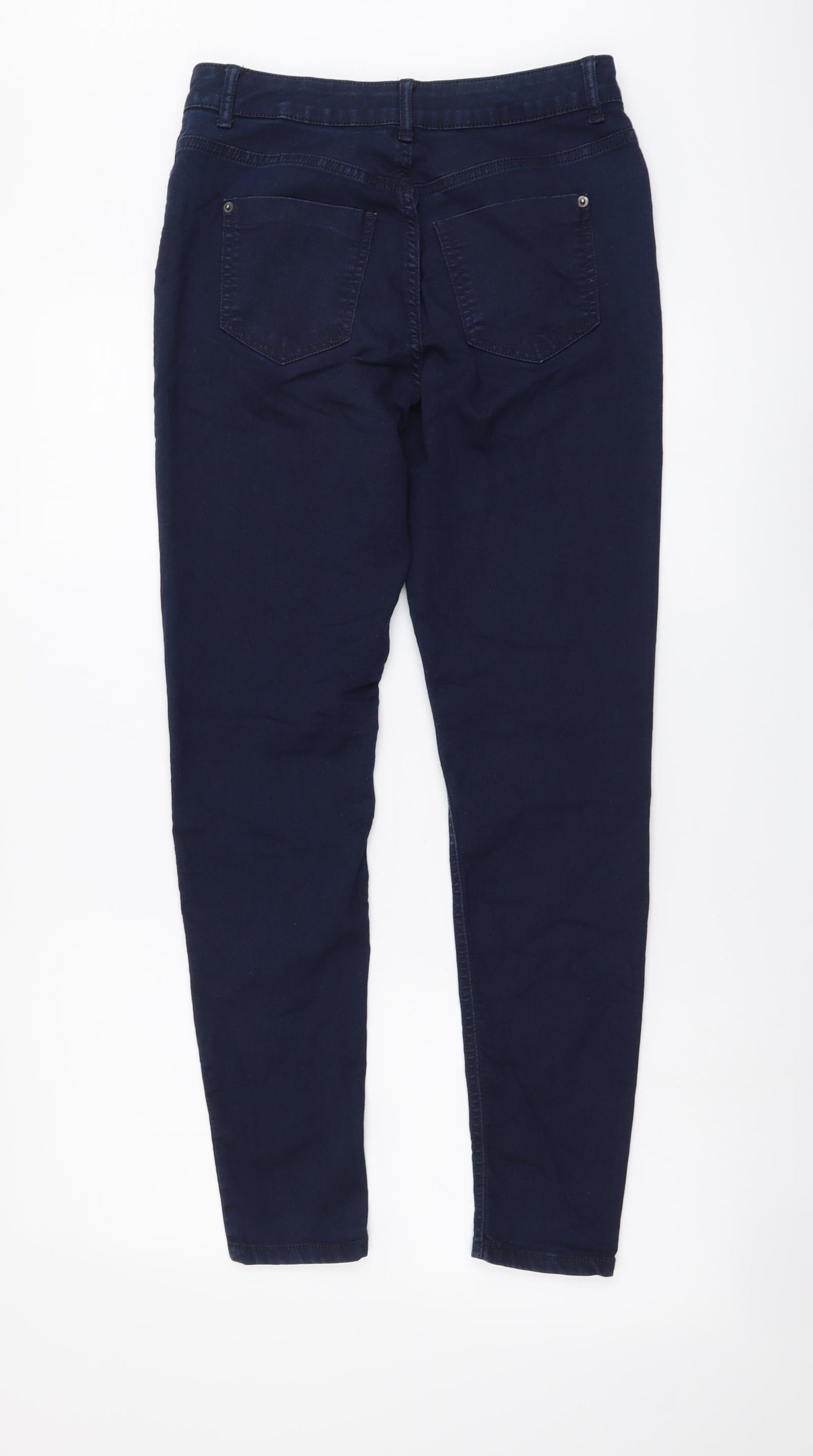 Marks and Spencer Womens Blue Cotton Skinny Jeans Size 8 L28 in Regular Button
