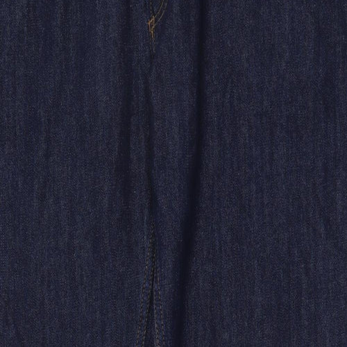 Marks and Spencer Mens Blue Cotton Straight Jeans Size 40 in L35 in Regular Button