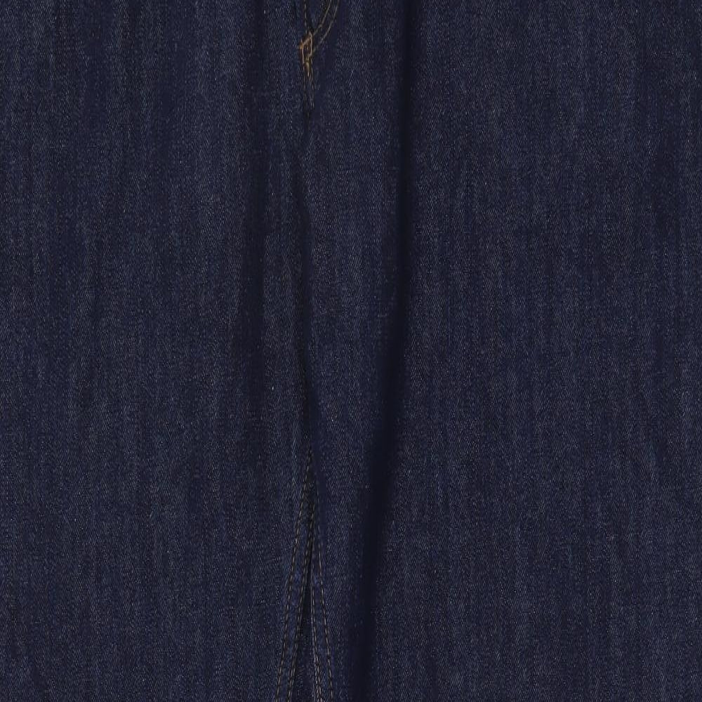 Marks and Spencer Mens Blue Cotton Straight Jeans Size 40 in L35 in Regular Button