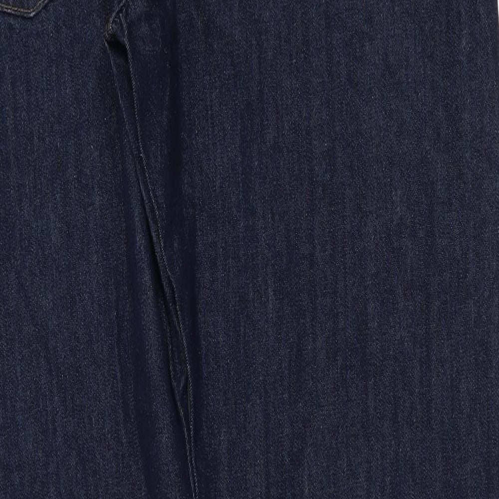 Marks and Spencer Mens Blue Cotton Straight Jeans Size 40 in L35 in Regular Button