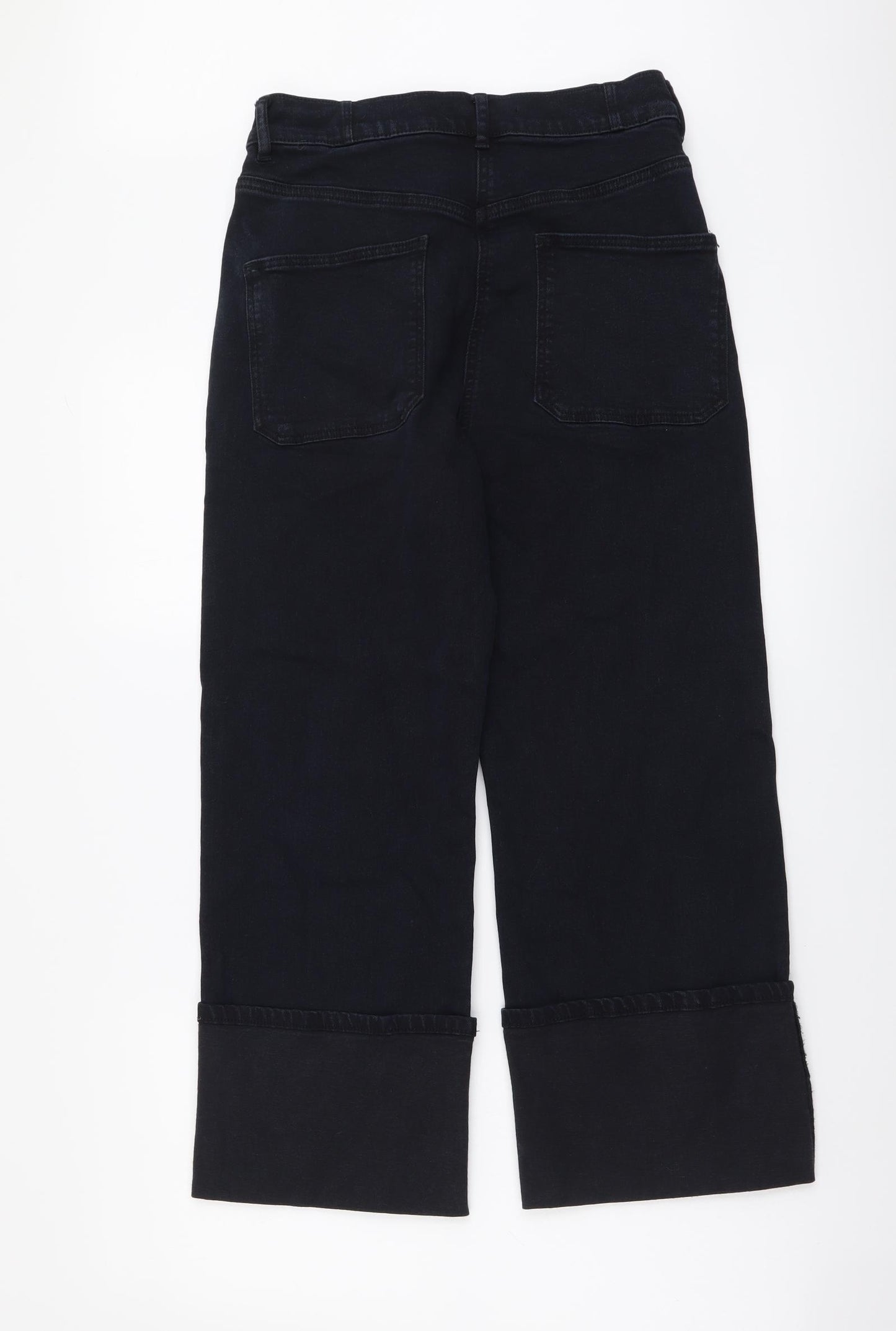 Emma Willis Womens Blue Cotton Wide-Leg Jeans Size 10 L25 in Regular Button