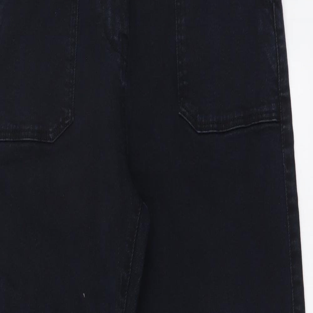 Emma Willis Womens Blue Cotton Wide-Leg Jeans Size 10 L25 in Regular Button