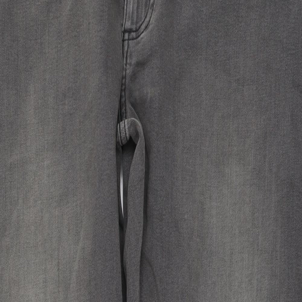 Marks and Spencer Mens Grey Cotton Straight Jeans Size 36 in L29 in Regular Button