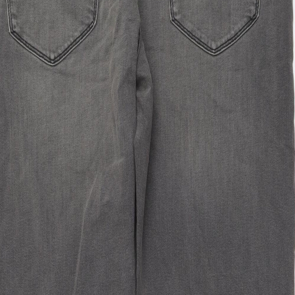 Marks and Spencer Mens Grey Cotton Straight Jeans Size 36 in L29 in Regular Button