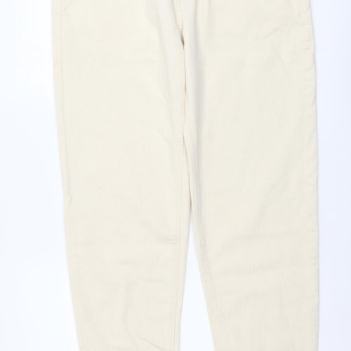 Marks and Spencer Mens Beige Cotton Tapered Jeans Size 32 in L33 in Regular Button