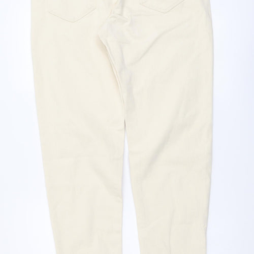 Marks and Spencer Mens Beige Cotton Tapered Jeans Size 32 in L33 in Regular Button