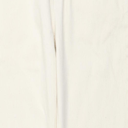 Marks and Spencer Mens Beige Cotton Tapered Jeans Size 32 in L33 in Regular Button