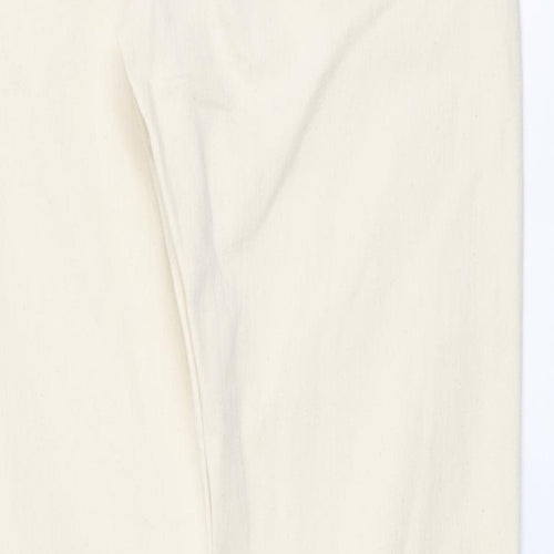 Marks and Spencer Mens Beige Cotton Tapered Jeans Size 32 in L33 in Regular Button