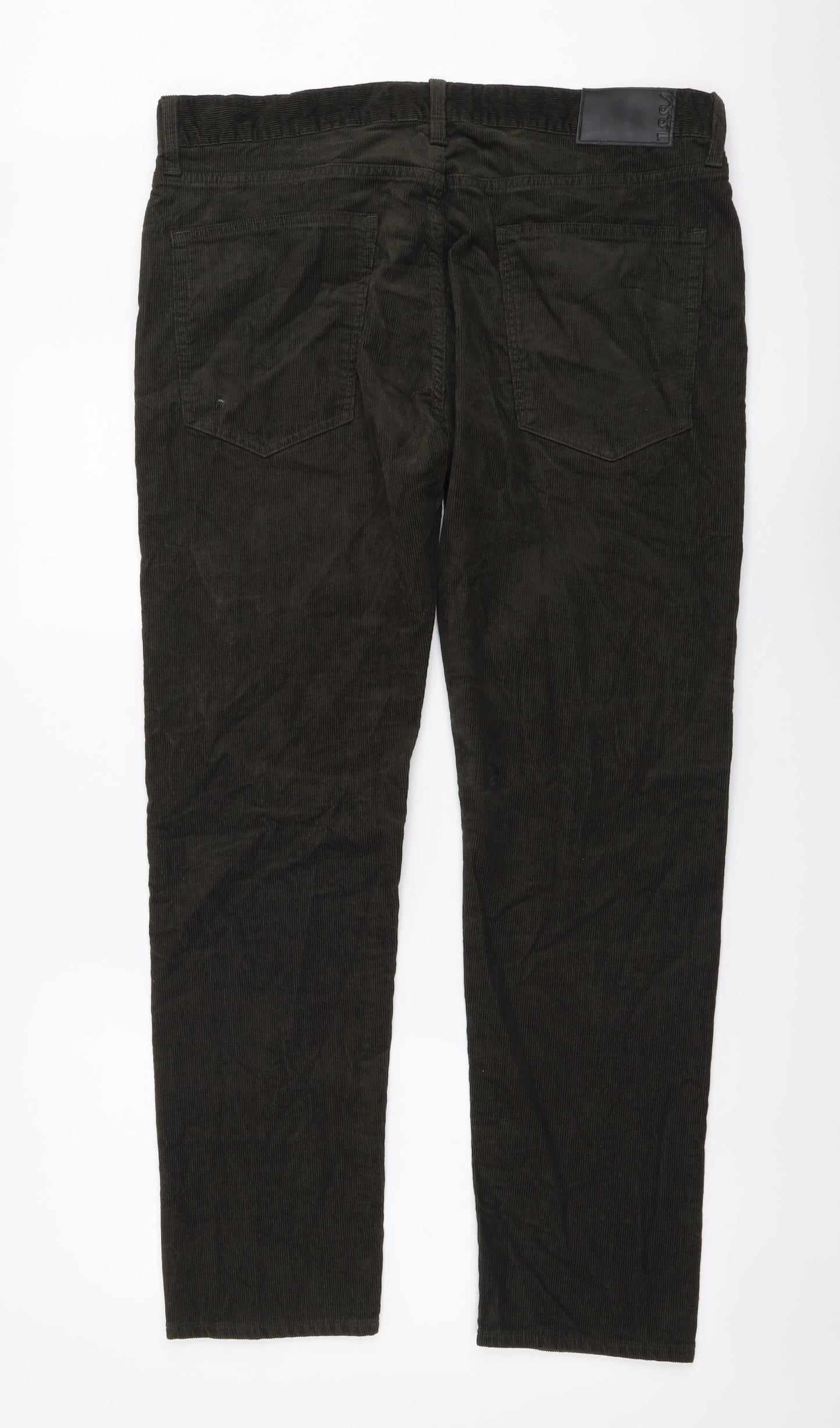 Marks and Spencer Mens Green Cotton Straight Jeans Size 36 in L29 in Regular Button