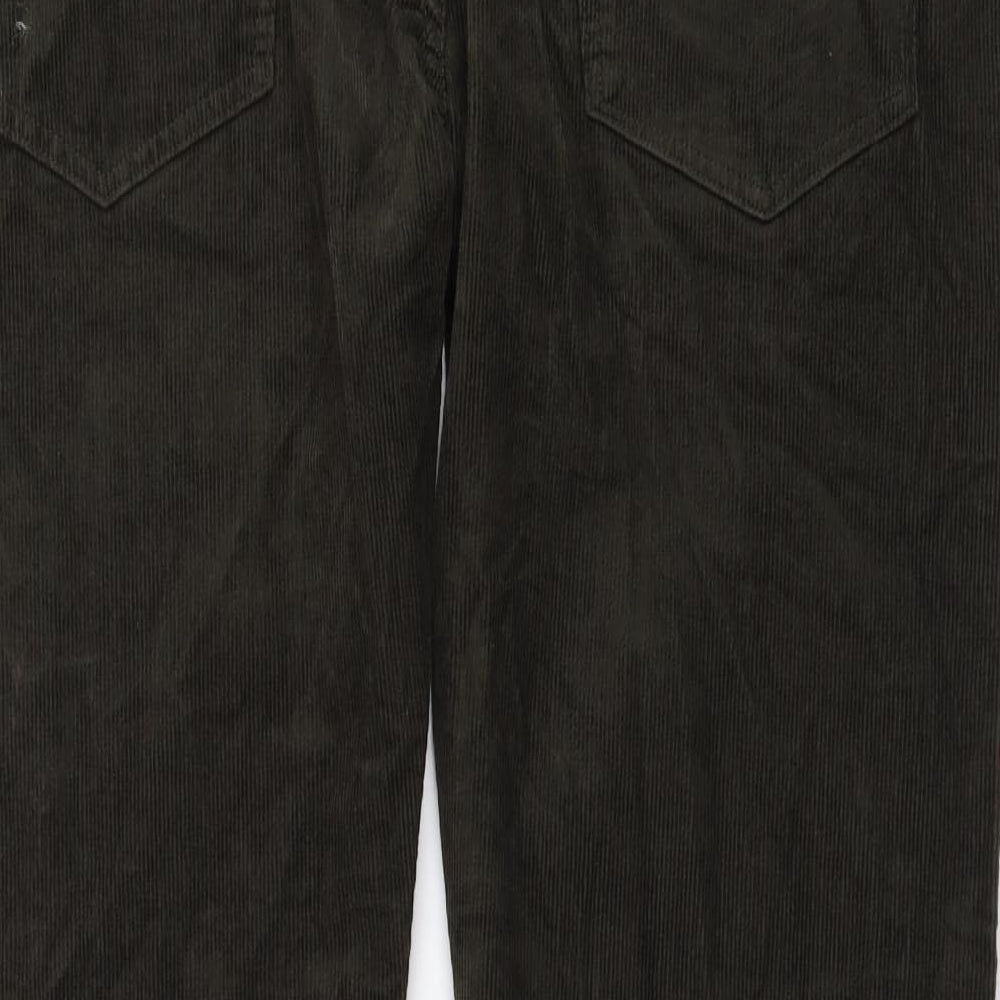 Marks and Spencer Mens Green Cotton Straight Jeans Size 36 in L29 in Regular Button