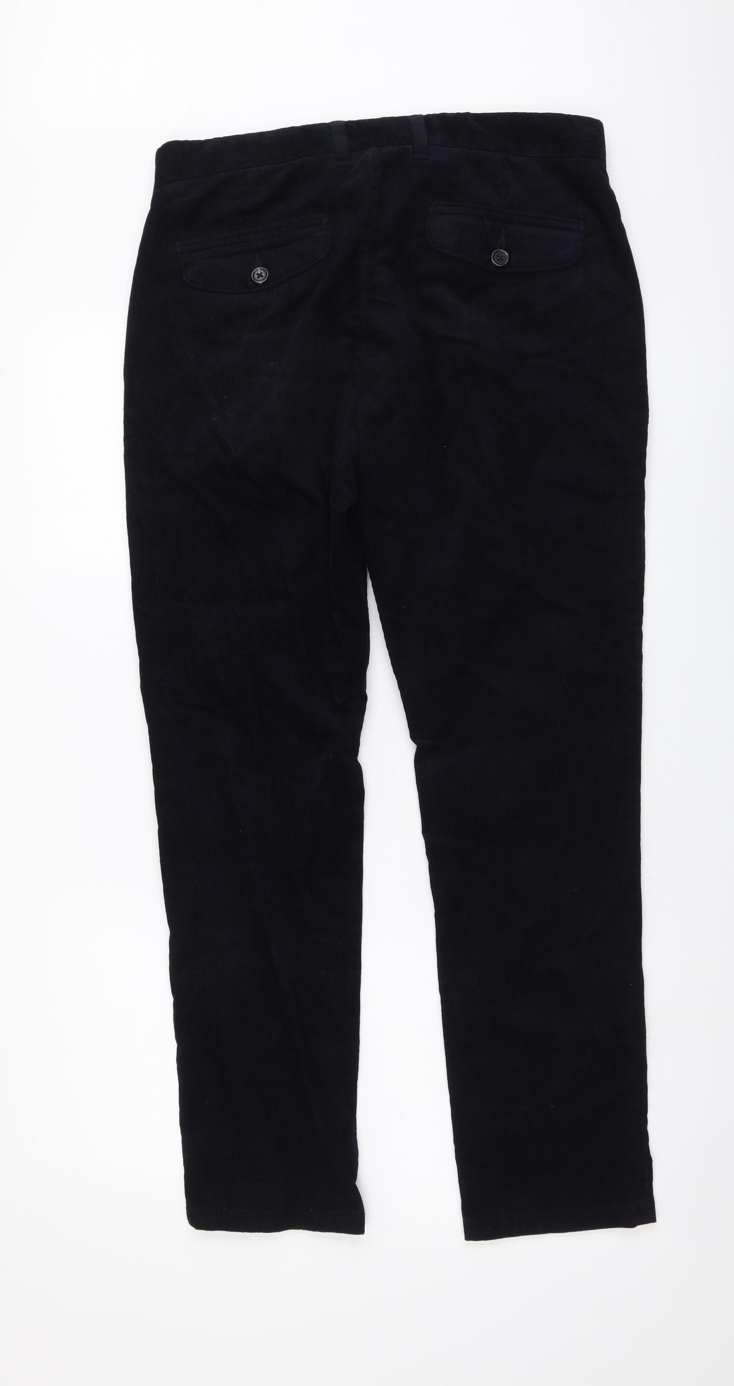 Marks and Spencer Mens Blue Cotton Straight Jeans Size 32 in L29 in Slim Button