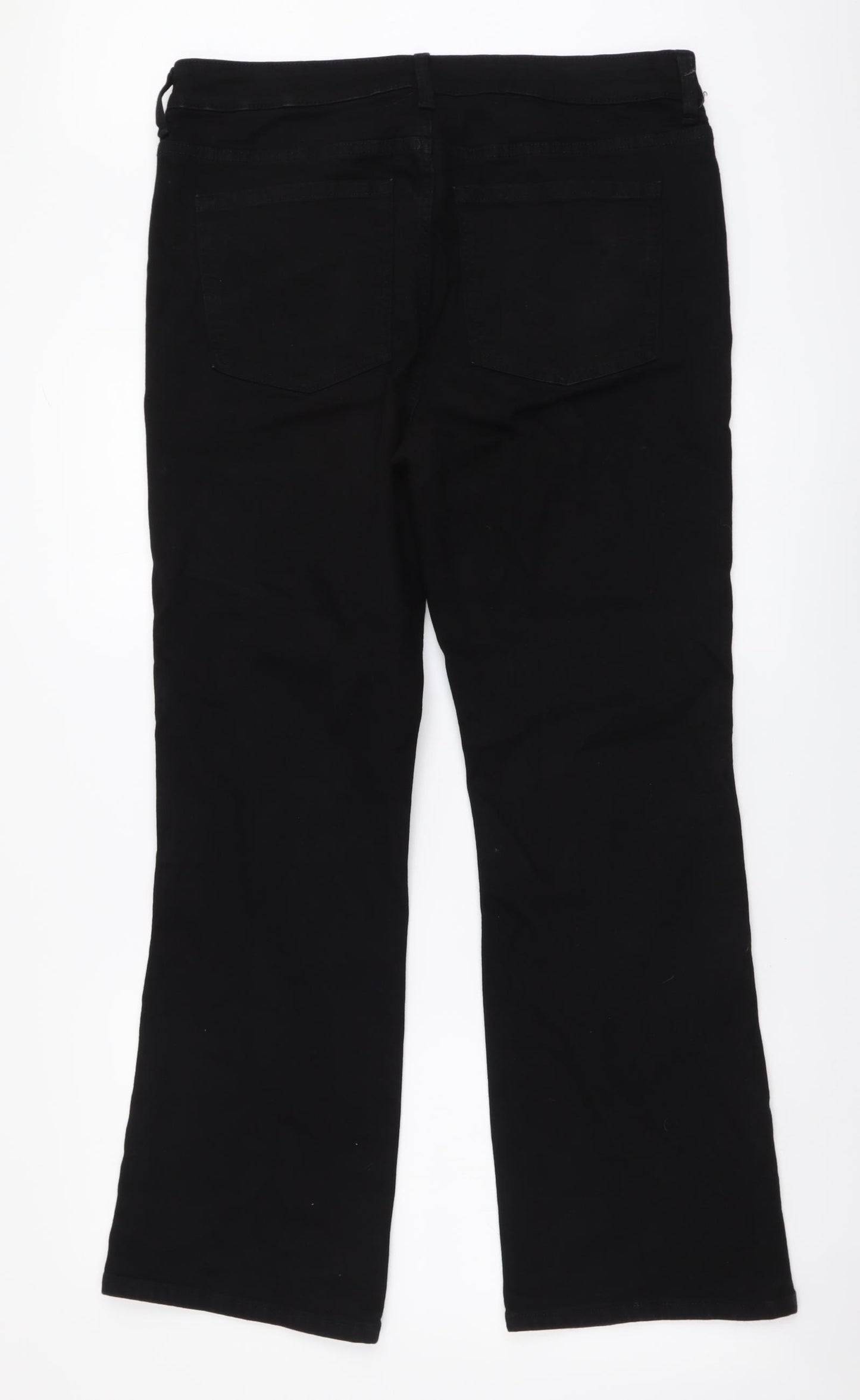 Marks and Spencer Womens Black Cotton Bootcut Jeans Size 16 L29 in Regular Button