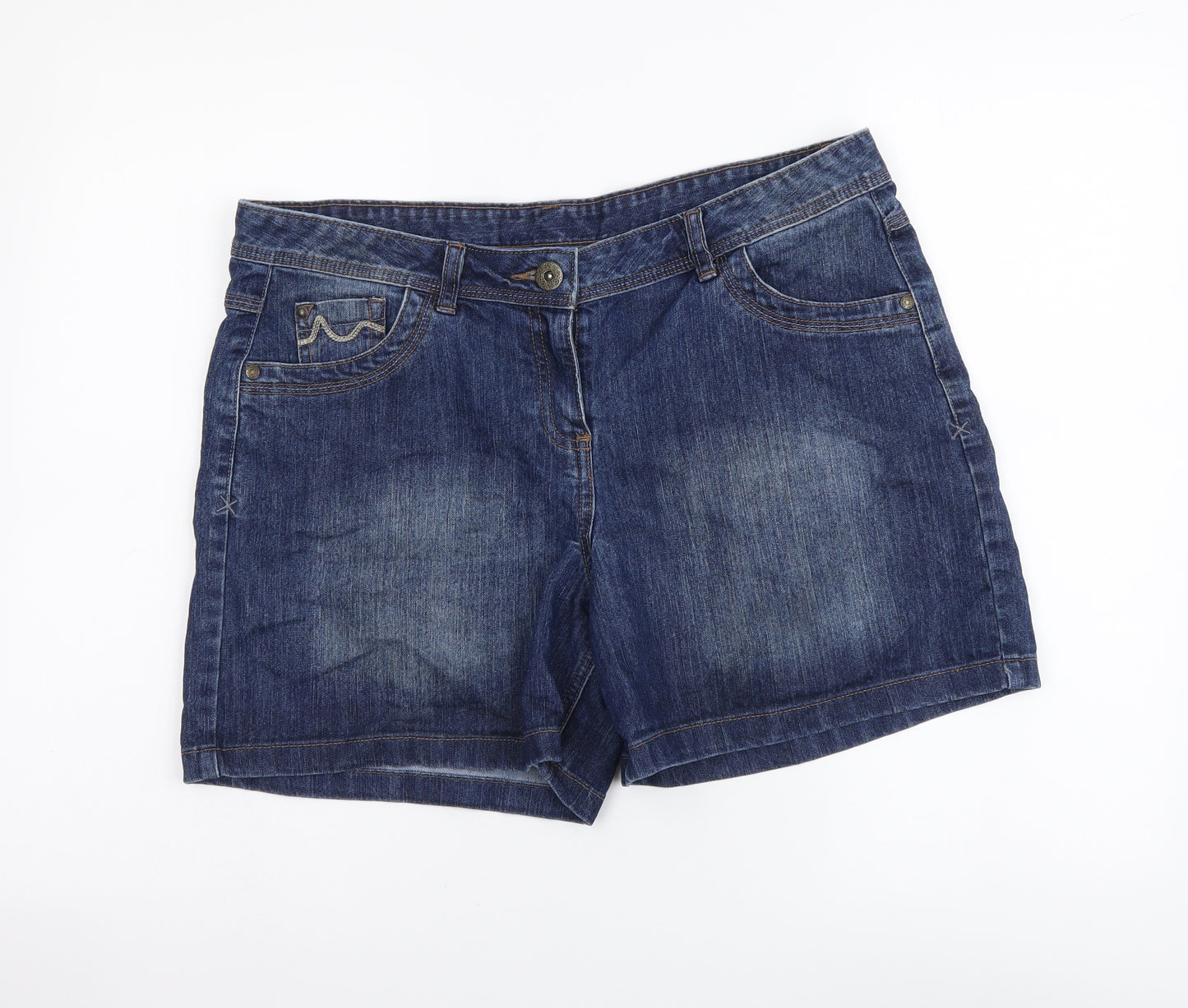 George Womens Blue Cotton Boyfriend Shorts Size 14 L5 in Regular Button