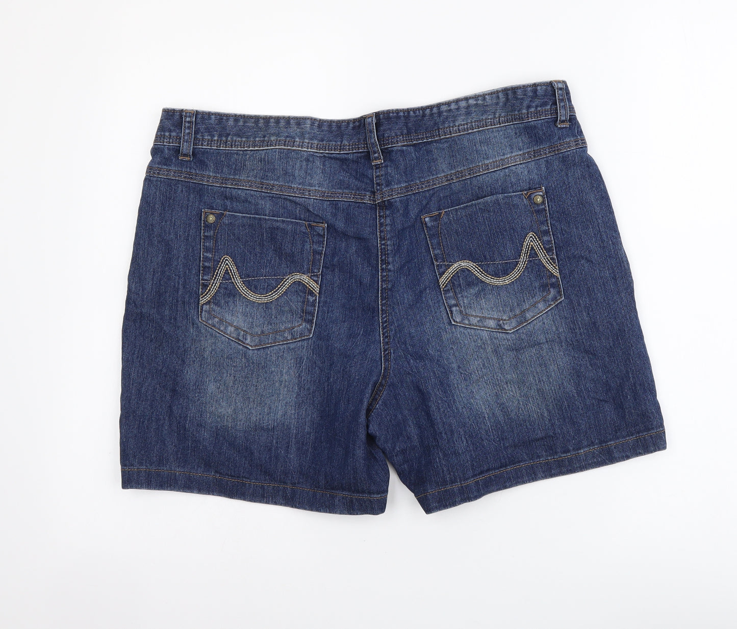 George Womens Blue Cotton Boyfriend Shorts Size 14 L5 in Regular Button