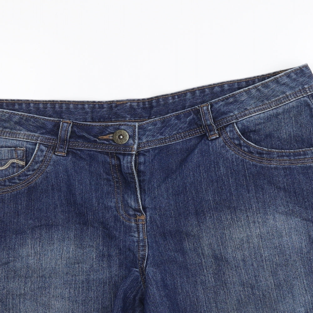George Womens Blue Cotton Boyfriend Shorts Size 14 L5 in Regular Button