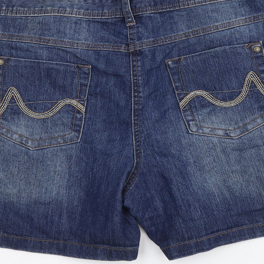George Womens Blue Cotton Boyfriend Shorts Size 14 L5 in Regular Button