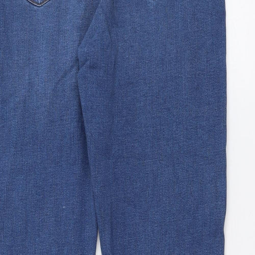 Per Una Womens Blue Cotton Straight Jeans Size 12 L27 in Regular Button
