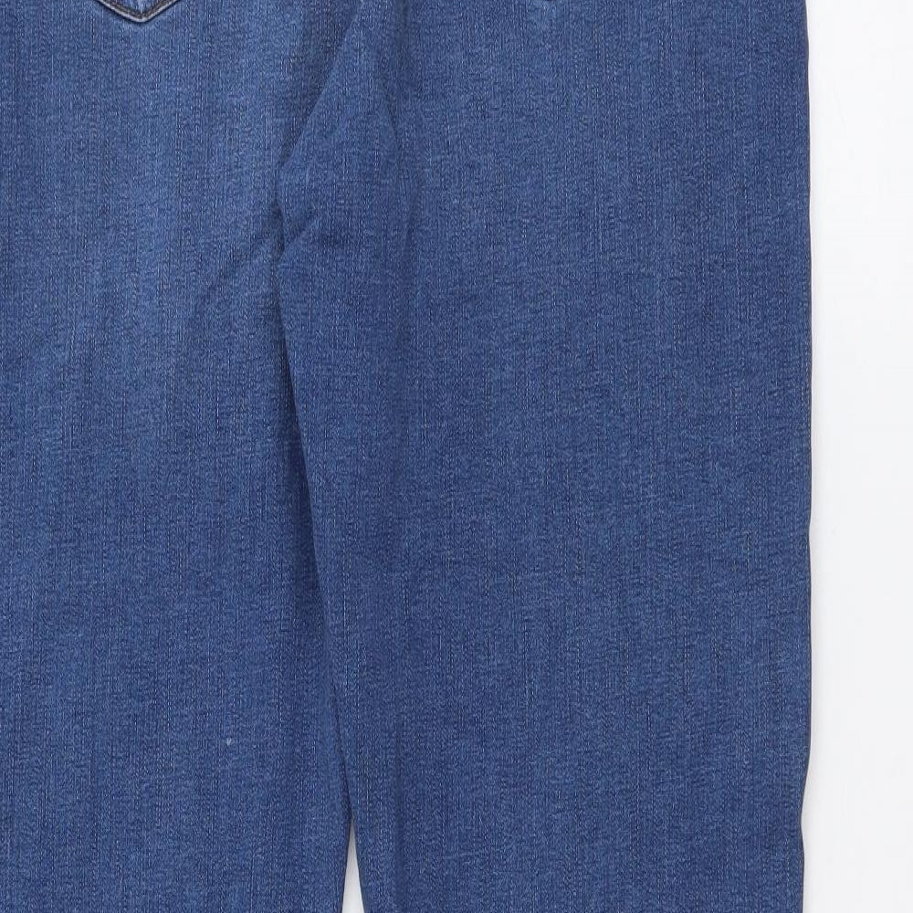 Per Una Womens Blue Cotton Straight Jeans Size 12 L27 in Regular Button
