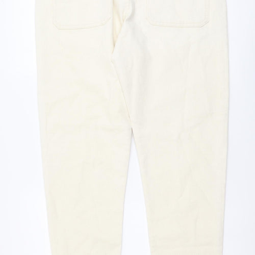 Marks and Spencer Womens Beige Cotton Tapered Jeans Size 34 in L29 in Regular Button