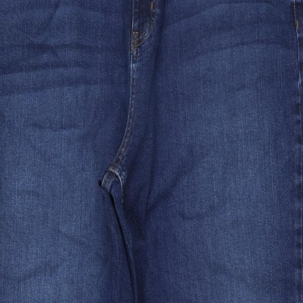 Marks and Spencer Womens Blue Cotton Mom Jeans Size 18 L27 in Regular Button
