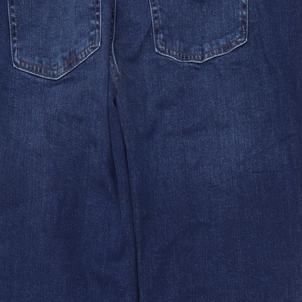 Marks and Spencer Womens Blue Cotton Mom Jeans Size 18 L27 in Regular Button