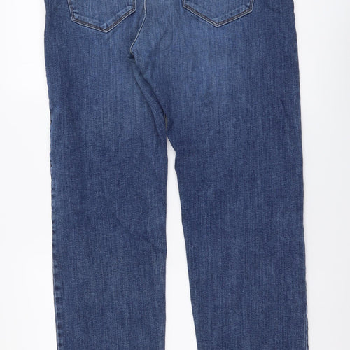 Marks and Spencer Mens Blue Cotton Straight Jeans Size 36 in L31 in Regular Button