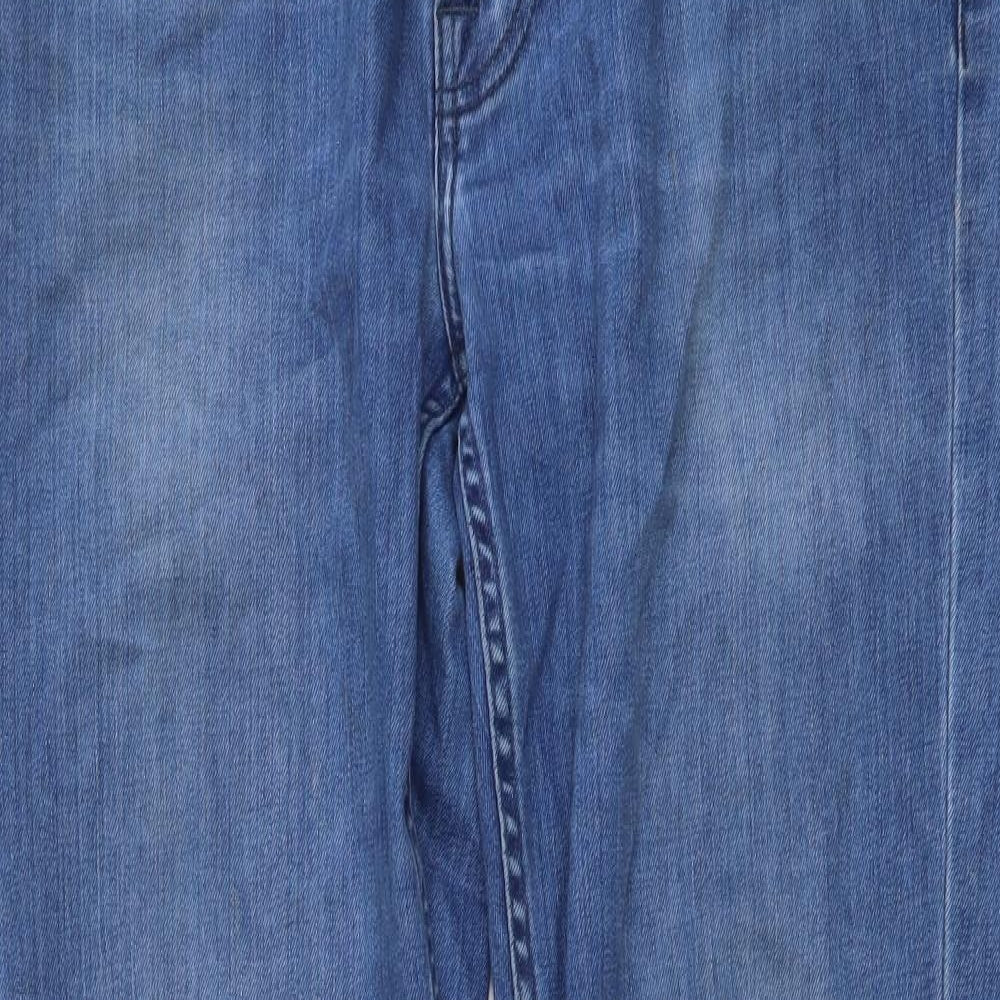 7 For All Mankind Mens Blue Cotton Straight Jeans Size 32 in L30 in Regular Button