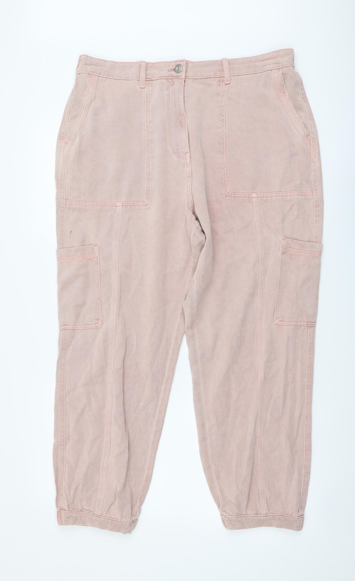 Per Una Womens Pink Cotton Mom Jeans Size 18 L27 in Regular Button